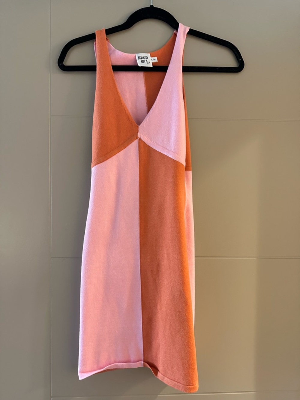 Princess Polly Two-Tone Pink and Orange Sleeveless Knit Dress
